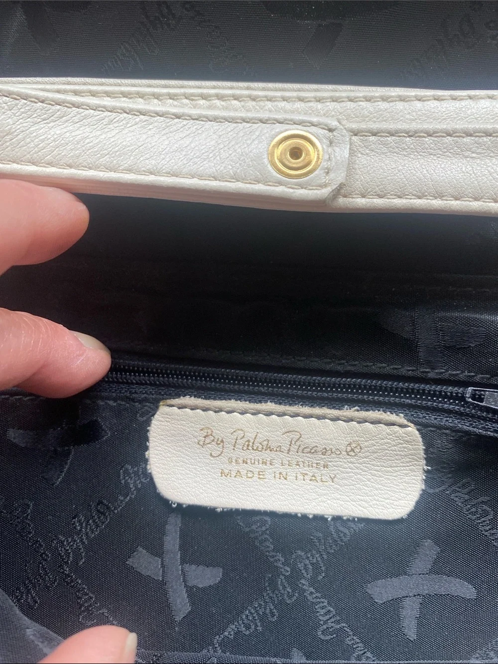 Paloma Picasso Vintage Cream Crossbody Shoulder Bag with Gold X Logo